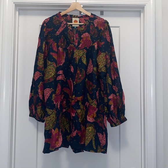 NWT! FARM RIO Patchwork Bananas Babydoll Dress - Size Medium - Picture 2 of 10